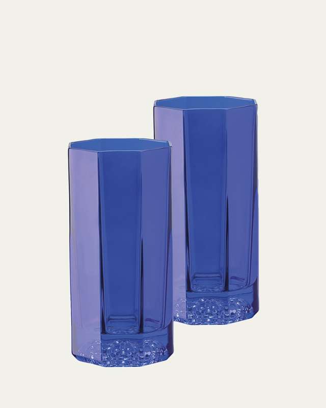 Medusa Lumiere Blue Long Drinking Glasses, Set of 2